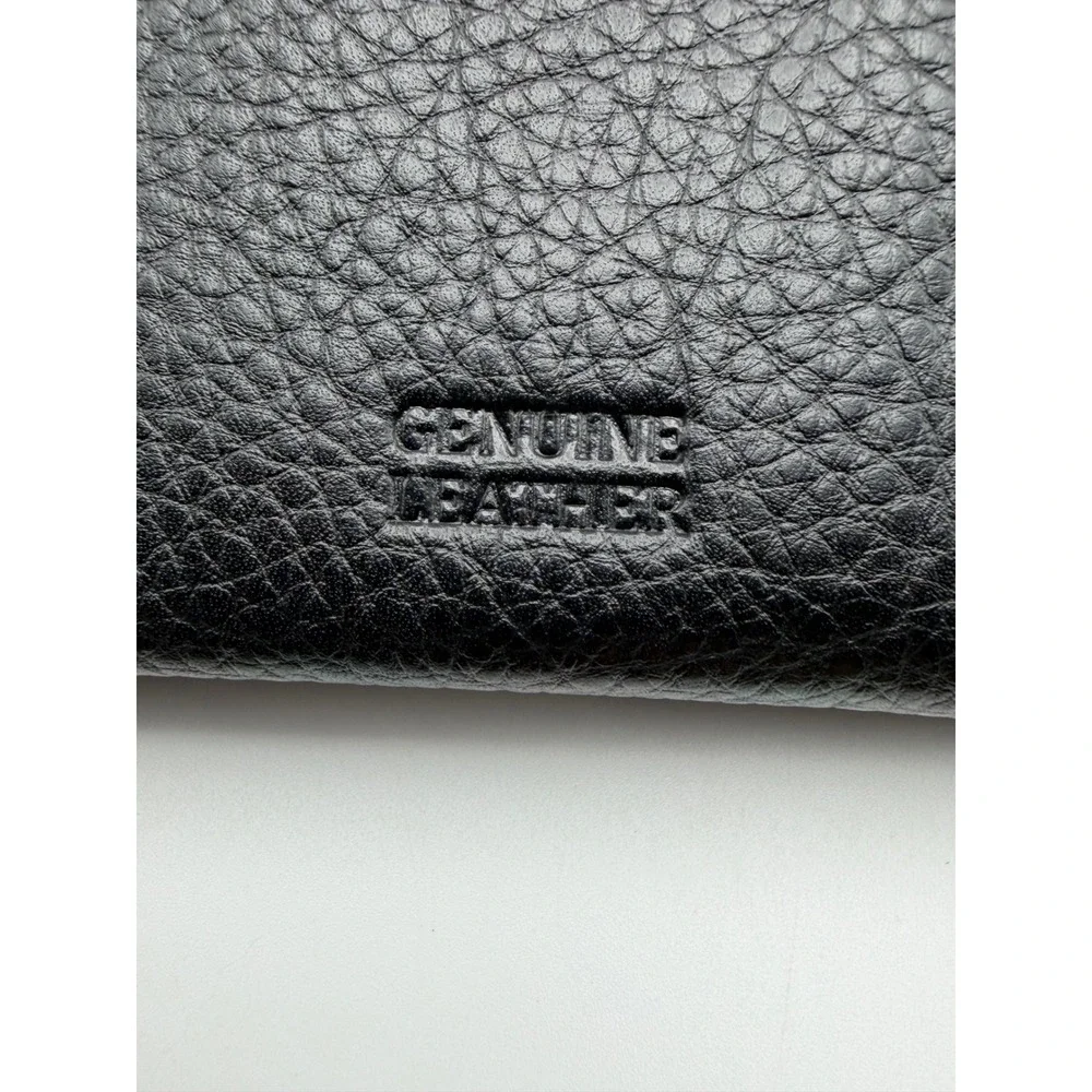 Giani Bernini Black Pebbled Leather Tri-Fold Continental Wallet ID Windows